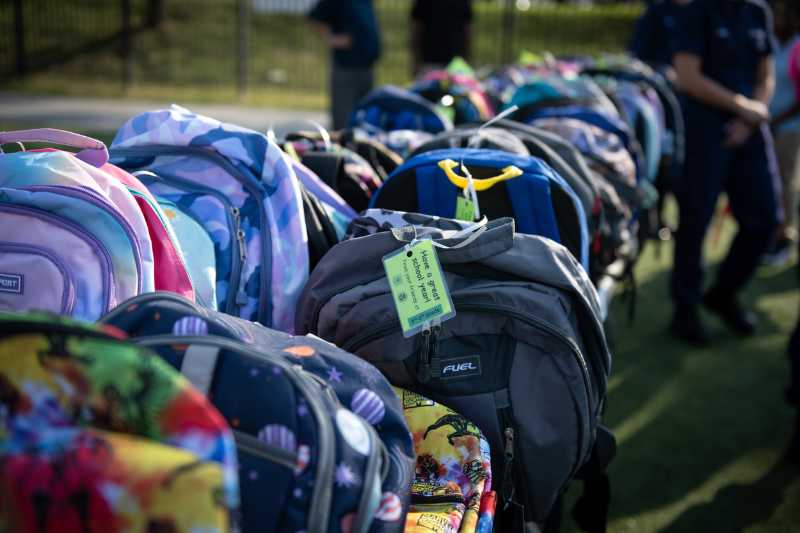 backpacks lined up